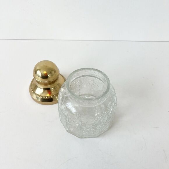 Vintage 1980s Croscill Home Saxony Gold Lid Crackle Glass Jar 5.5 in Storage - Picture 3 of 8